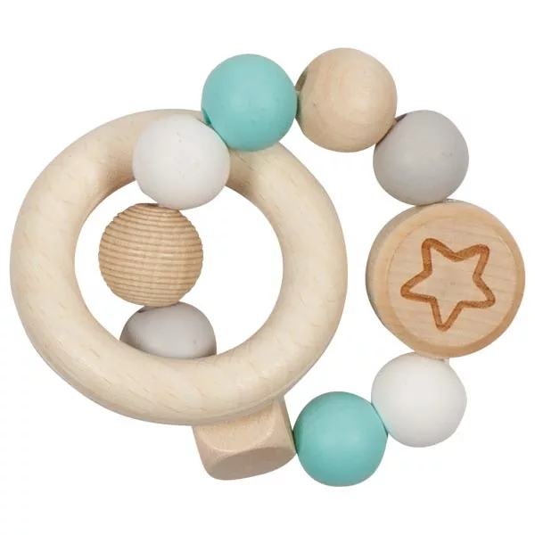 Dotykový krúžok pre bábätká s guličkami, hviezdička modrá